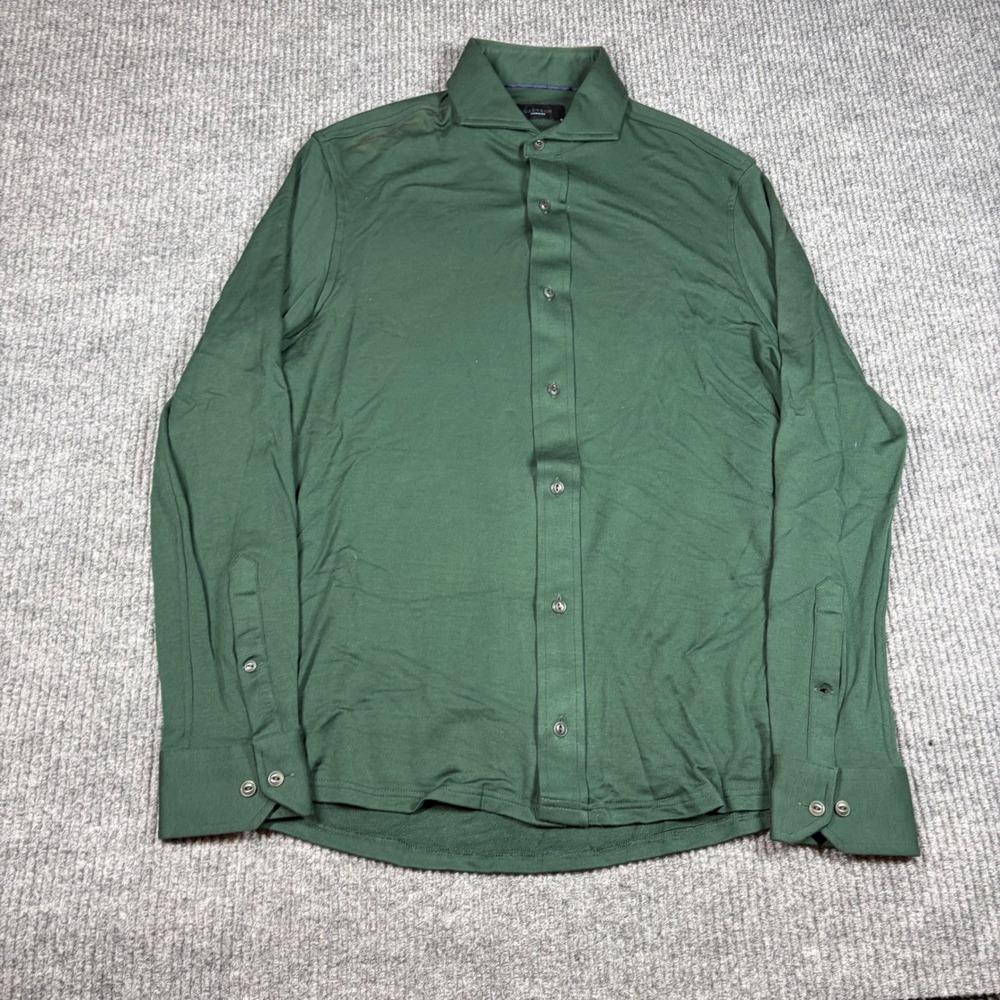 Greyson Shirt Mens M Green Long Sleeve Button Down Woven In Italy Golf